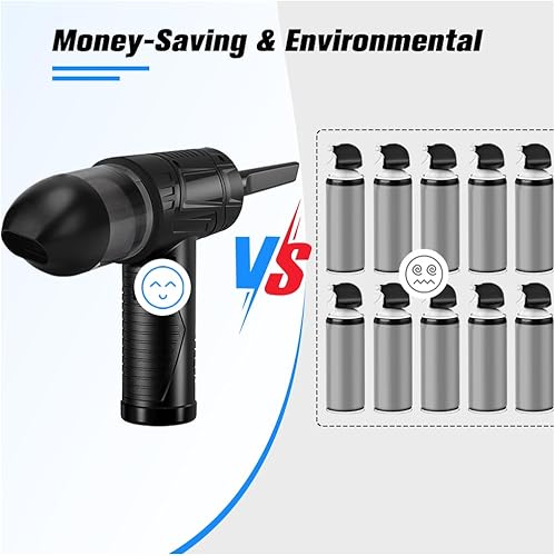 Miniatura 6 de Cudmor Plumero de aire comprimido y aspiradora 2 en 13 engranajes a 10000 rpm plumero de aire eléctrico inalámbrico buen reemplazo para lata de aire