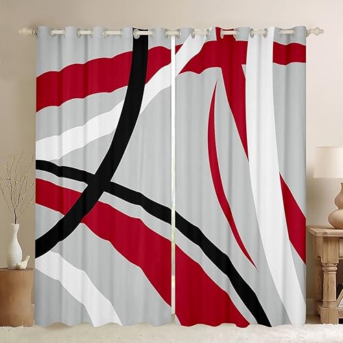 Cortinas opacas con círculos geométricos de 30 % a 50 %, cortinas modernas retro con ojales para decoración de dormitorio, sala de estar, cortinas