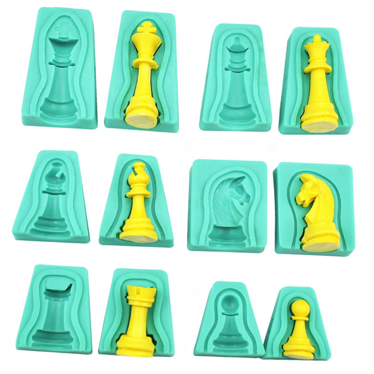 VANZACK 12 piezas Molde de Silicona Ajedrez para Chocolate y Repostería Creativas para Hornear Pasteles Moldes Seguros y Versátiles para Tartas Mousse y Gelatinas para DIY y Decoraciones