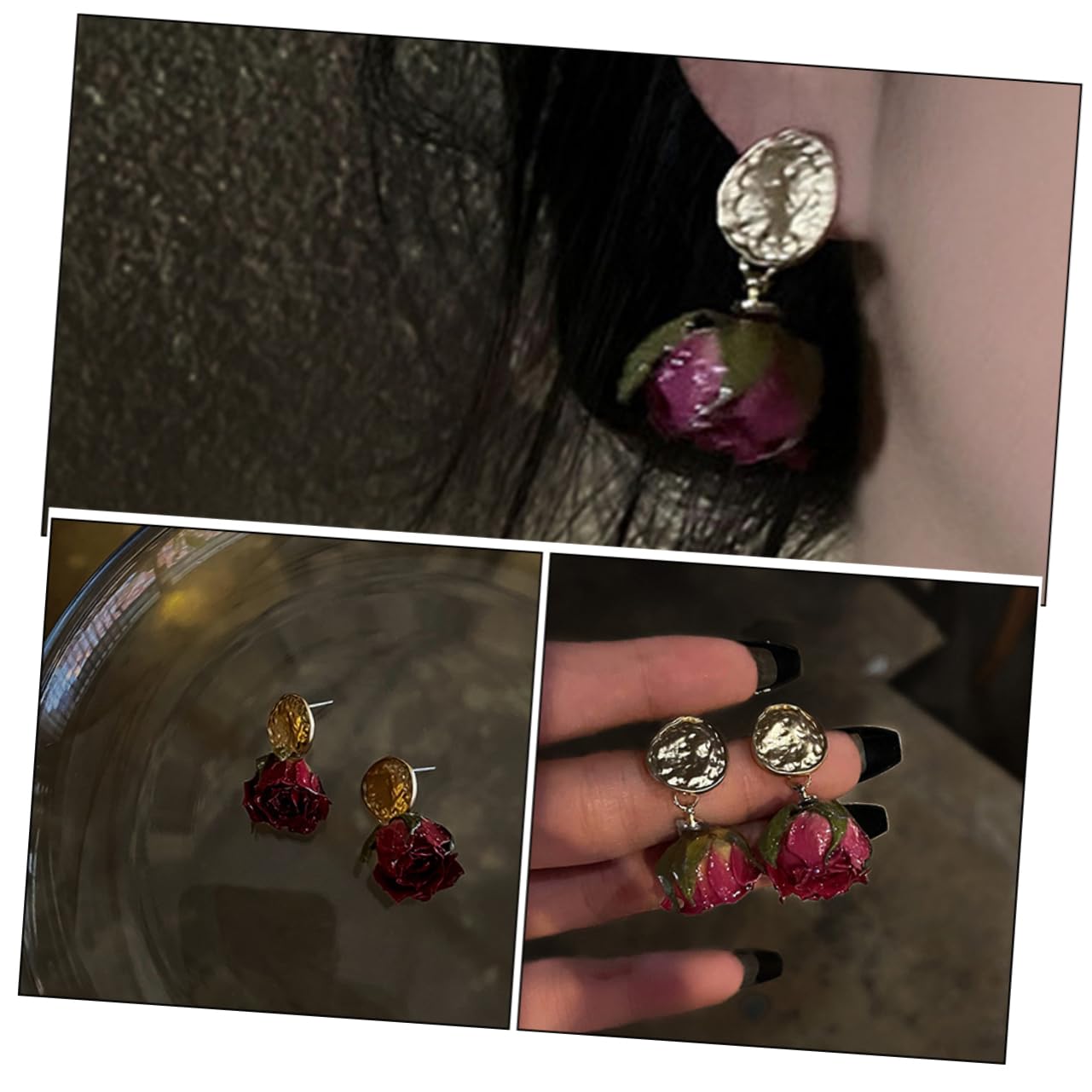 5 Pares Pendientes De Rosa Eterna Aretes Lindos Pendientes Joyas De Flores Para Orejas De Mujer Para Mujer De Moda Perder Aleación De Zinc Oreja De Flor Hada