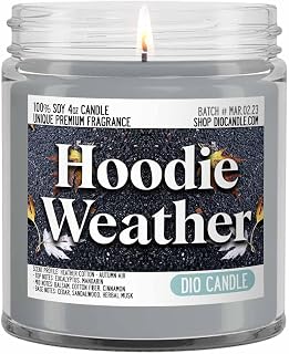 Hoodie Weather Scented Candle - Smells Like Heather Cotton - Autumn Air - 100% Naturally Vegan Soy and Premium Fragrance | Great Gift | Handmade in Denver, Colorado (4oz Glass Jar)
