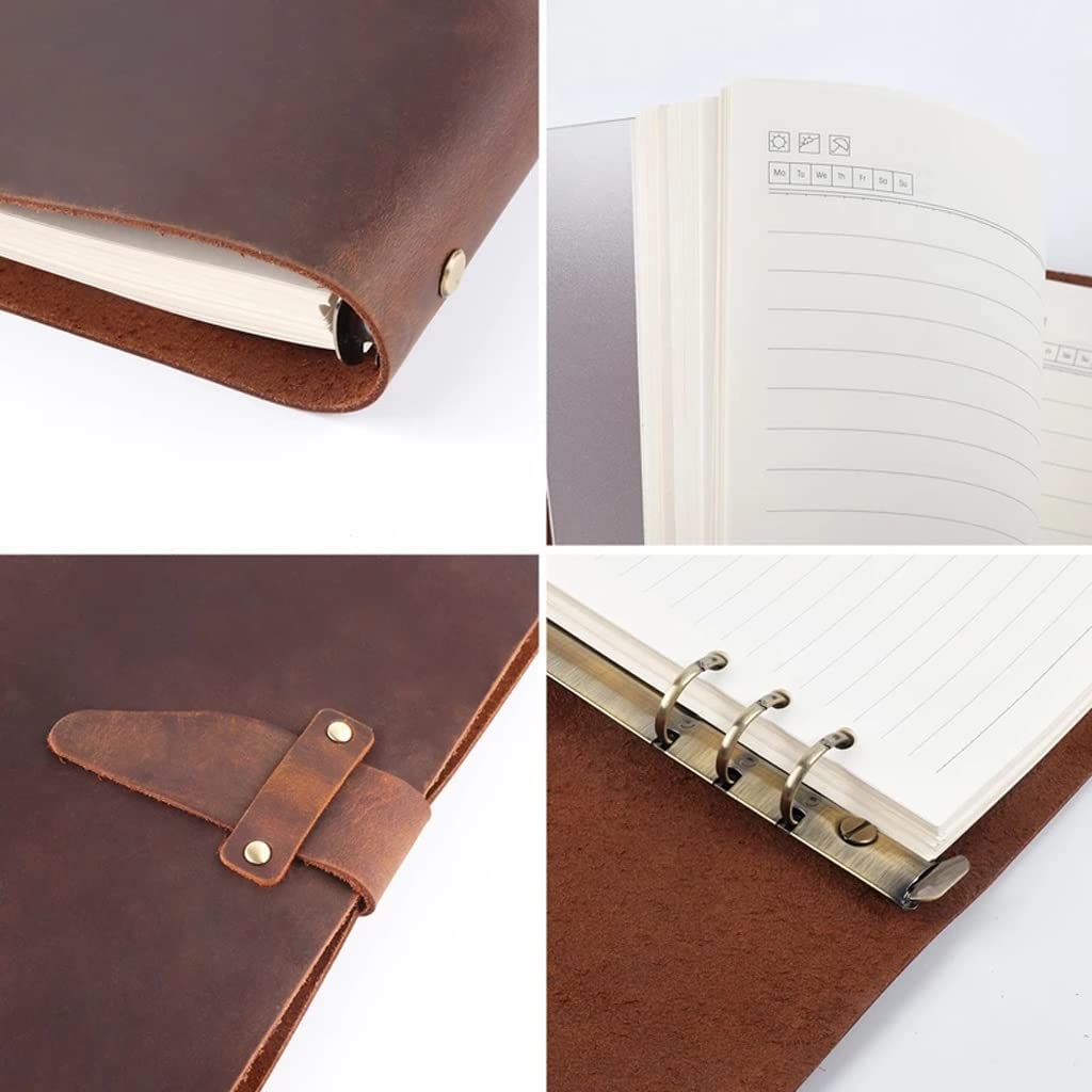 TOBILE Cuaderno de hojas sueltas de cuero, diario, libro de planes, cuaderno de bocetos, materiales de escritura DIY, oficina, escuela