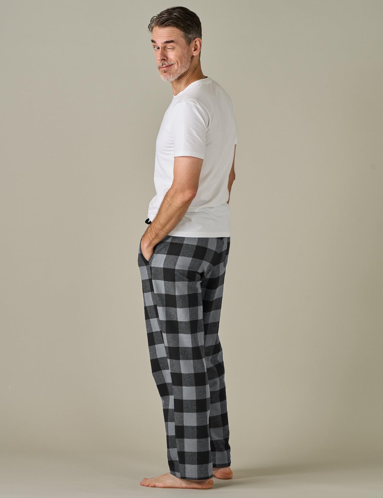 LAPASA Pantaloni Pigiama Uomo a Quadri, Pantaloni da Casa Lunghi Comodi con Tasche Laterali (M39 Flanella di Cotone / M128 Micropile)