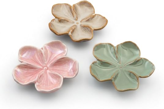 3PCS Flower Ceramic Spoon Rest for Stove Top & Kitchen Counter, Cute Cooking Utensil Holder, Elegant Kitchen & Room Decor Set2