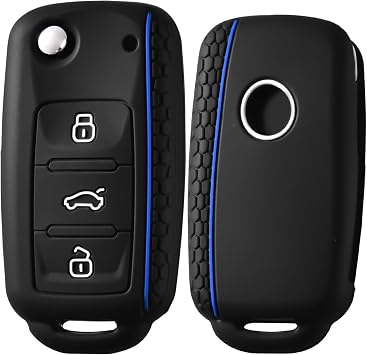 ELOHEI Premium Soft TPU 360 Degree Protection Key Fob Cover for Volkswagen | Comfortable Grip,Responsive Buttons,Compatible with VW Jetta Beetle Tiguan Passat Golf MK6 Polo 3 Buttons
