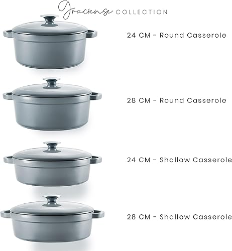 Miniatura 5 de Voeux Utensilios de cocina - Cazuela de horno holandés de hierro fundido esmaltado con tapa (4 cuartos de galón, Gracieuse)