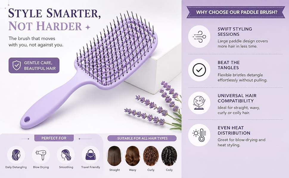 Image of Premium 3D Detangling Hair Brush for Women & Men- Anti Hair Fall Comb for Curly, Wavy & Straight Hair | Hair Straightening Brush, Wet & Dry Styling Brush | Scalp Massager, Frizz Control & Tangle Free Grooming Brush