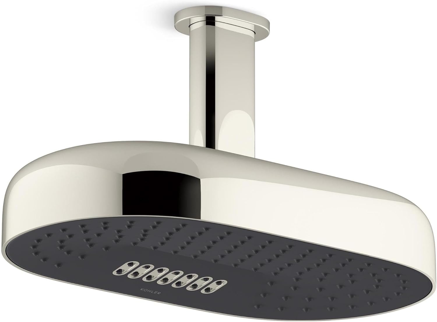 Kohler K26326-BL Statement 10" Ceiling Mounted Two Function Rainhead Arm and Flange Matte Black