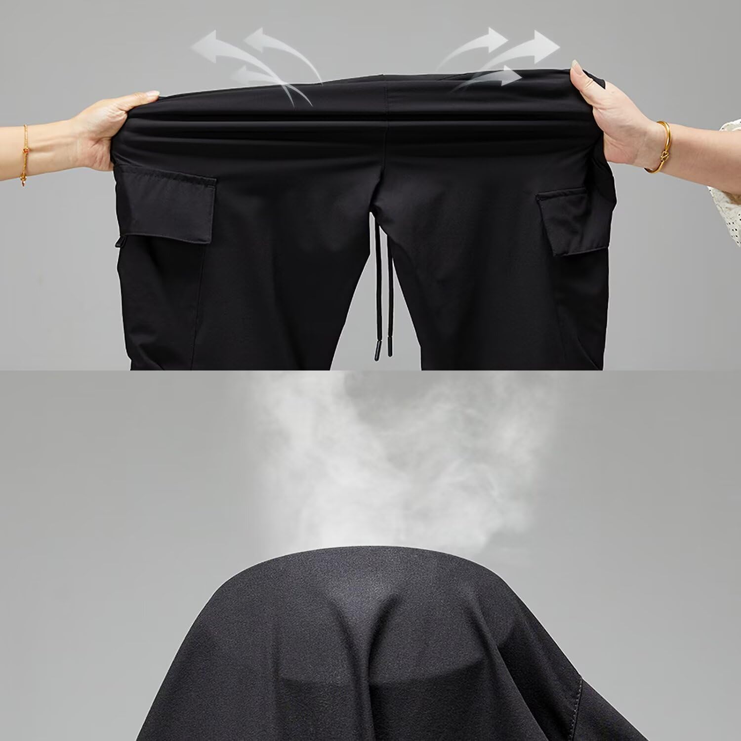 JOMLUN Women's Hiking Pants 3/4 Capri Outdoor Cargo Quick Dry Trekking Elastic Camping Function Running Beach Shorts Summer