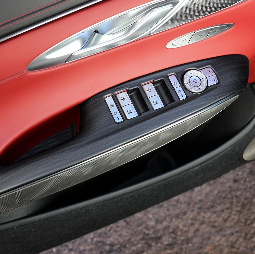 Cnaurda Car Interior Window Switch Panel Cover, Door Window Control Panel Cove, Door Lock Switch Trim Compatible with Genesis GV70 2022-2025 Interior Accessories (Carbon Fiber Pattern)