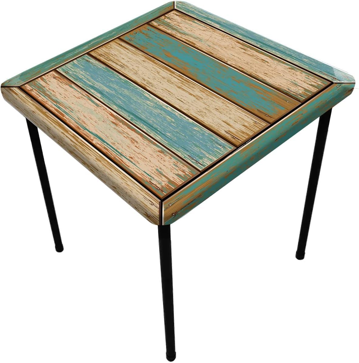 Nappe décorative florale bohème estivale imitation grain de bois