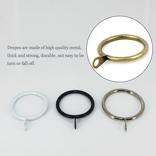 Miniatura 6 de Wexecon 50 anillos de cortina plateados con ganchos, anillos de cortina de metal, anillos de cortina y ganchos de cortina para pasadores de cortina,