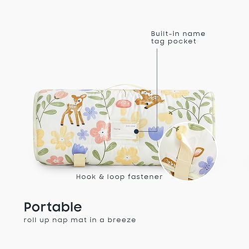 Miniatura 3 de Wake In Cloud - Tapete para siesta con almohada y manta, para niños y niñas en guardería, preescolar, saco de dormir grueso enrollable, flores