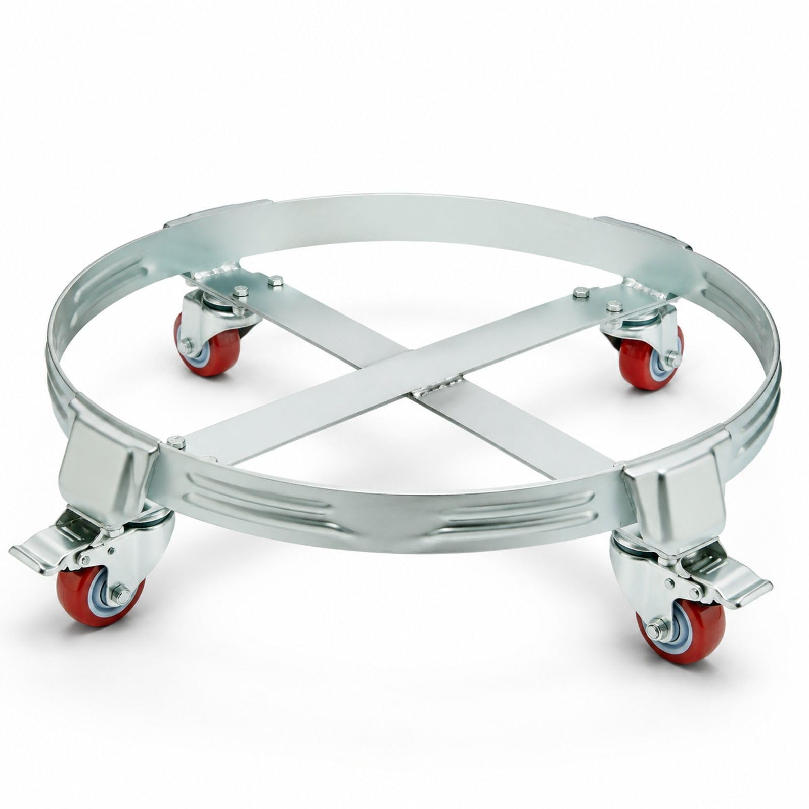Chariot porte-fût en acier avec 4 roulettes pivotantes pour fûts, tambours, bidons d'huile, entrepôts et usines