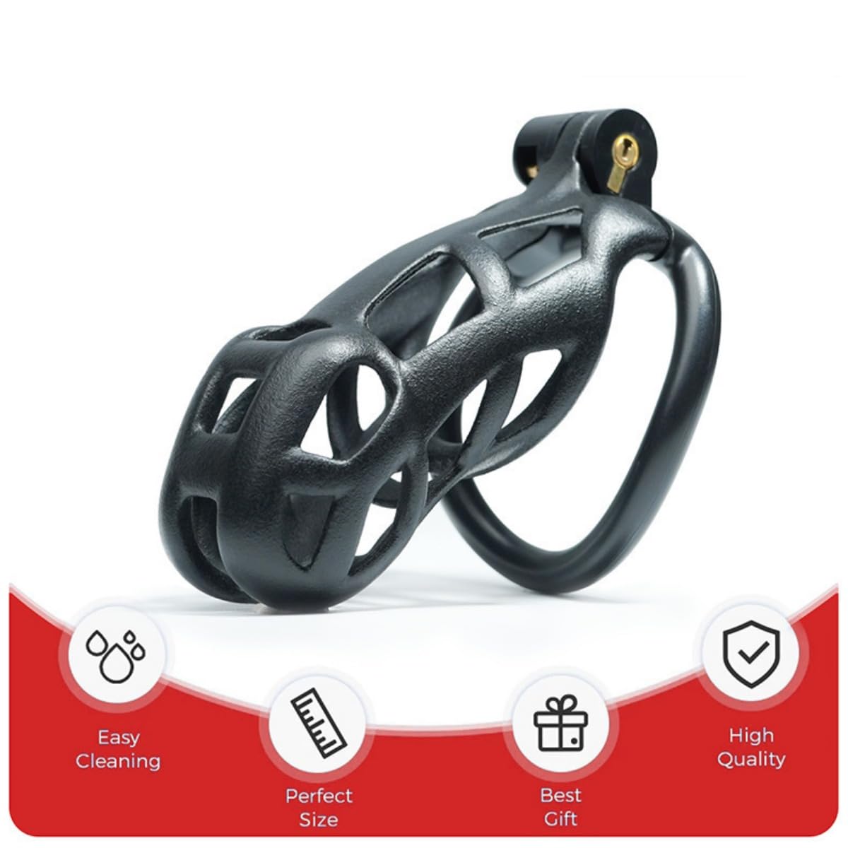 Gabbia Sportiva In Resina Nera + 4 Fibbie Ad Anello + 1 Chiave (Standard) -H
