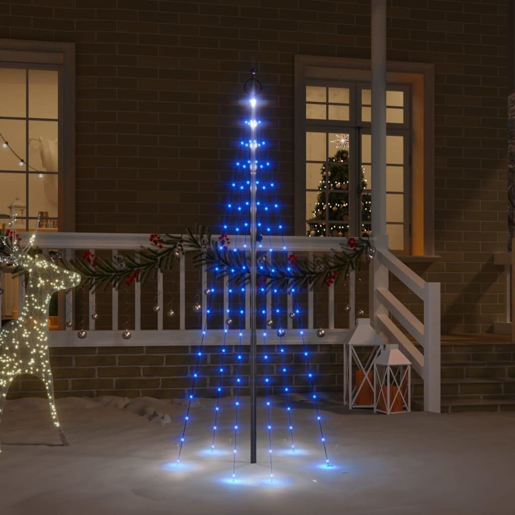LED-Weihnachtsbaum für Fahnenmast Blau mit 108 LEDs 180 cm, energiesparende Weihnachtsbeleuchtung für Garten Balkon Terrasse, vielseitige Lichterkette mit Timer und Fernbedienung