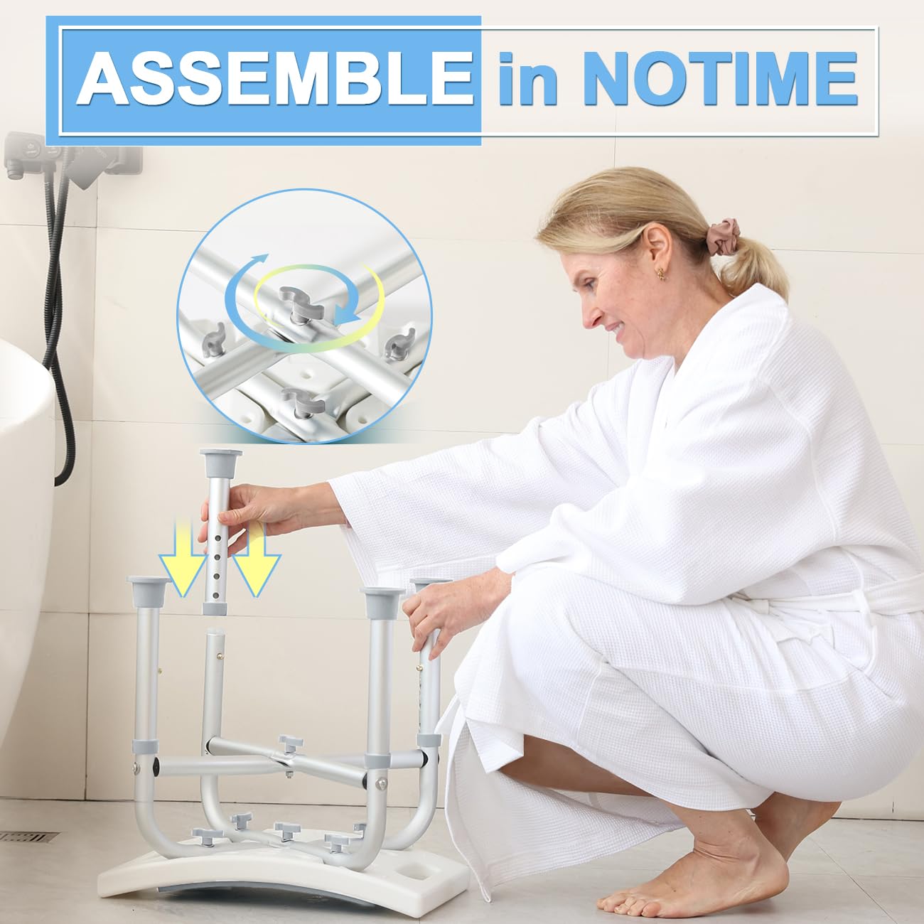 Silla de ducha para ducha interior, asiento de ducha acolchado elegible por la FSA con barra de agarre, sillas de baño ajustables para bañera, taburete de ducha para ancianos/personas