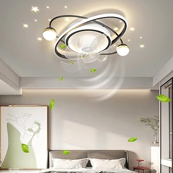 Modern Ceiling Fan with Led Light and Remote Control,Dimmable Ceiling Lights with Fan for Home Living Room Bedroom Fashion Ceiling Lamp Chandelier,Black