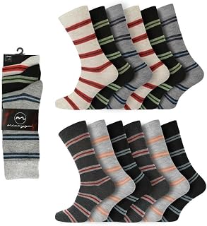 Men's Casual Socks, Bright Striped Design, Size 6-11, 6 pair Pack, Multicoloured