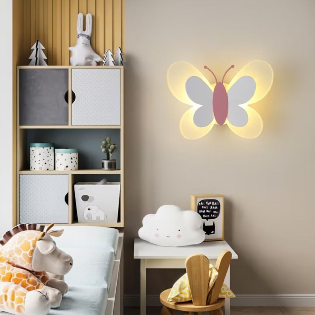 Lámpara De Pared De Mariposa LED Lámpara De Pared De Cabecera De Dibujos Animados Creativos Soporte De Iluminación De Pared Iluminación De Pared Decorativa para Dormitorio, Habitación De Niños