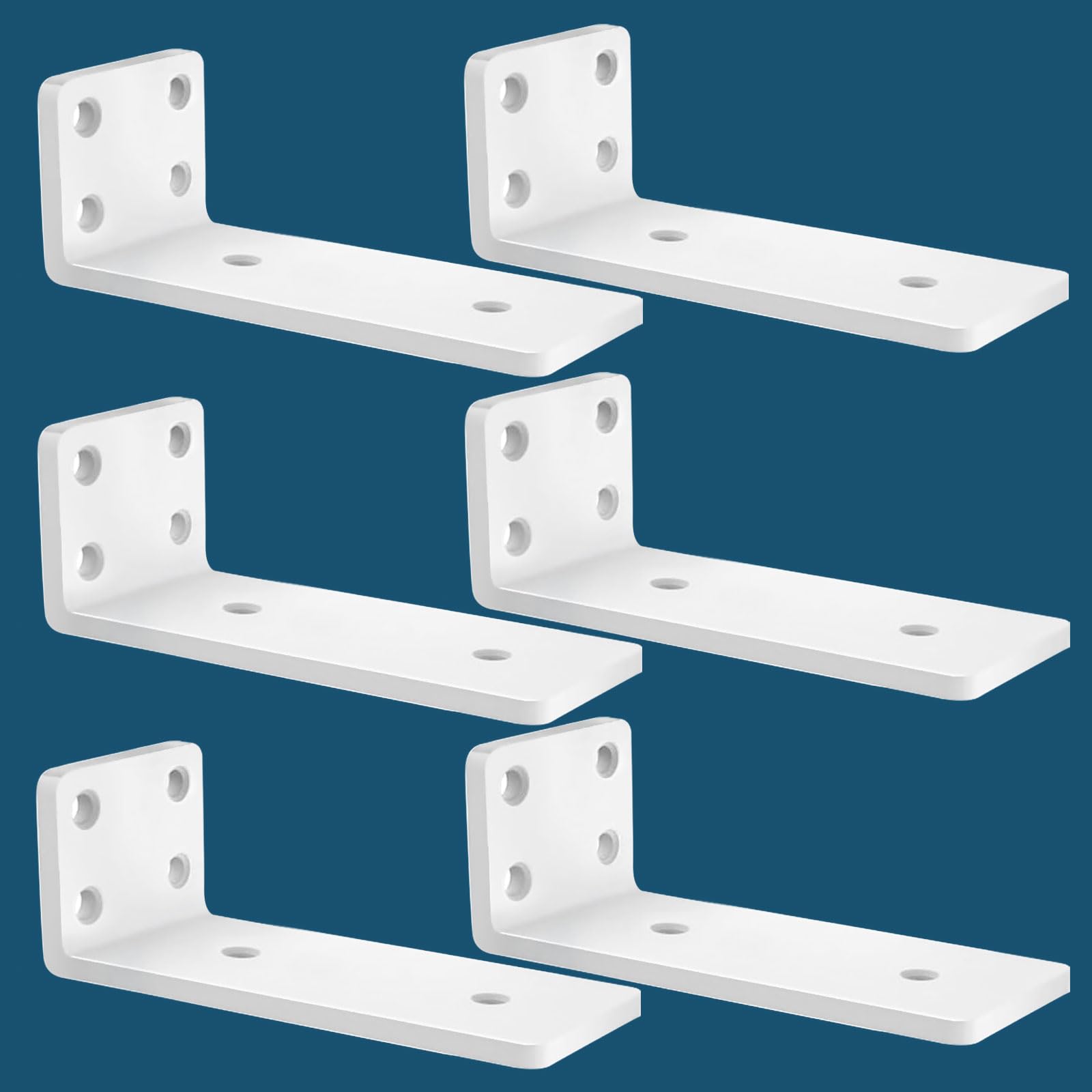 MLOQI 6 Piezas Escuadras para Estanterias, Soportes para Estantes, Escuadras Metalicas de L, Grueso de 5 mm con Tornillos Capacidad de Carga 50 kg (Blanca 15 cm)