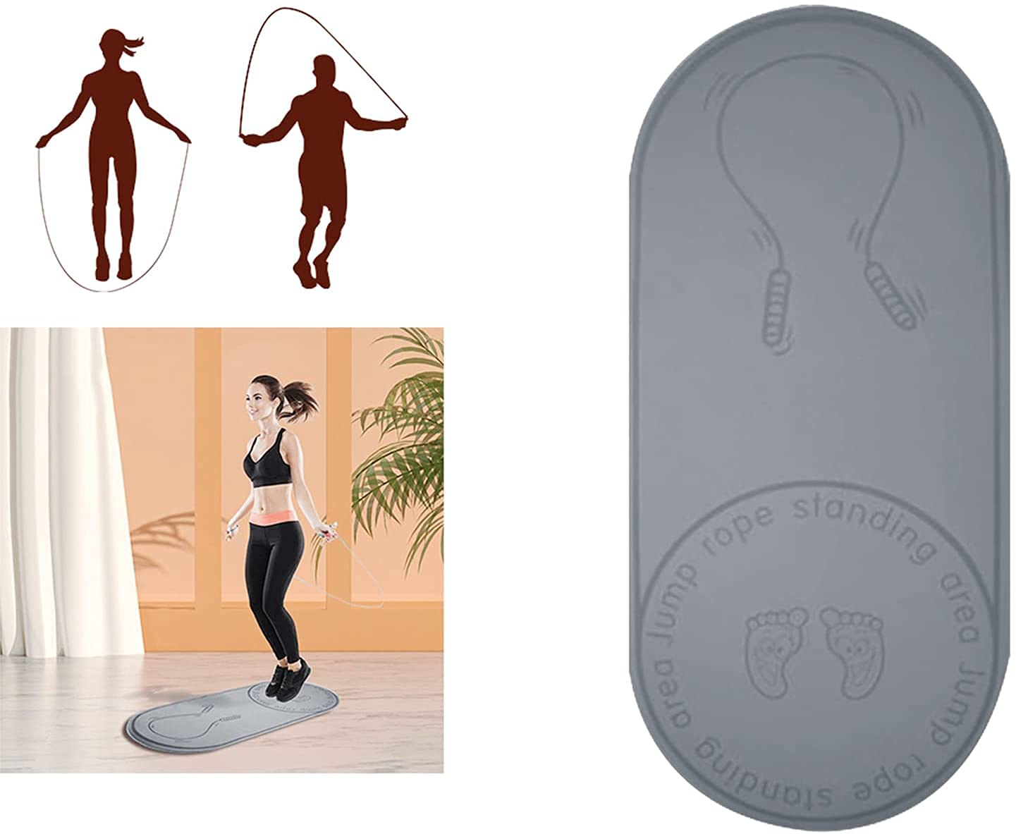F Fityle Tapis Antidérapant Corde à Sauter 140x60cm - Tapis Absorption Chocs 5mm Épaisseur Pour Yoga Et Fitness