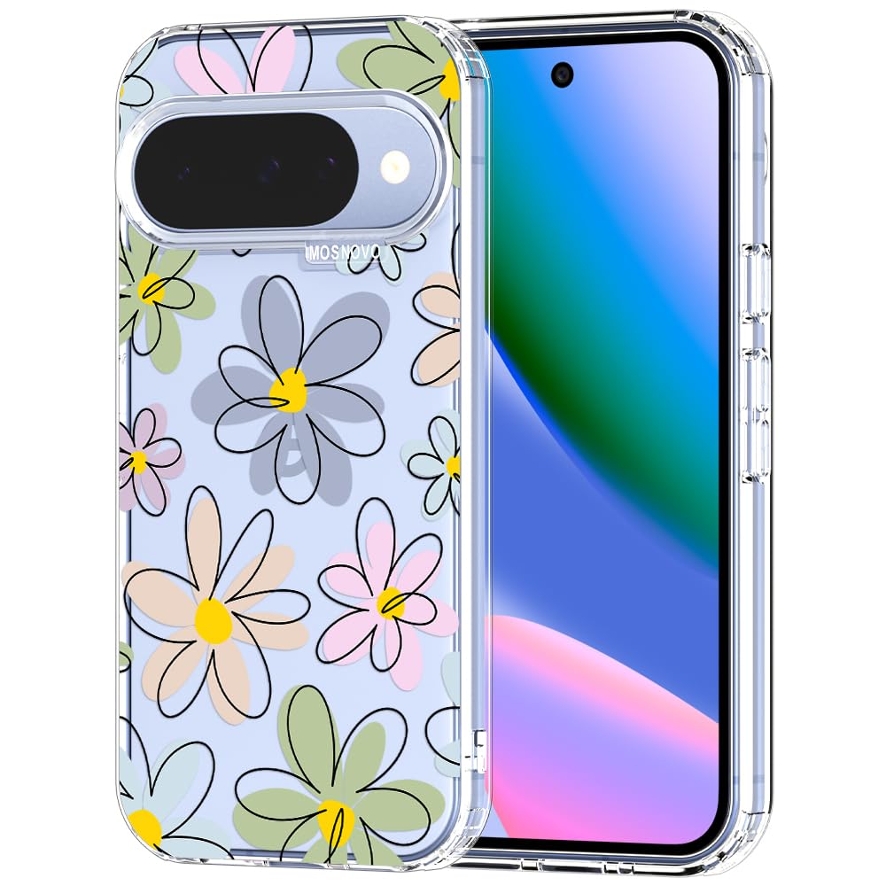 MOSNOVO Case for Google Pixel 9 & Pixel 9 Pro, [Buffertech 6.6ft Military-Grade Drop Protection] [Anti Peel Off Tech] Clear TPU Bumper Phone Case Cover Design - Great Wave — view 105