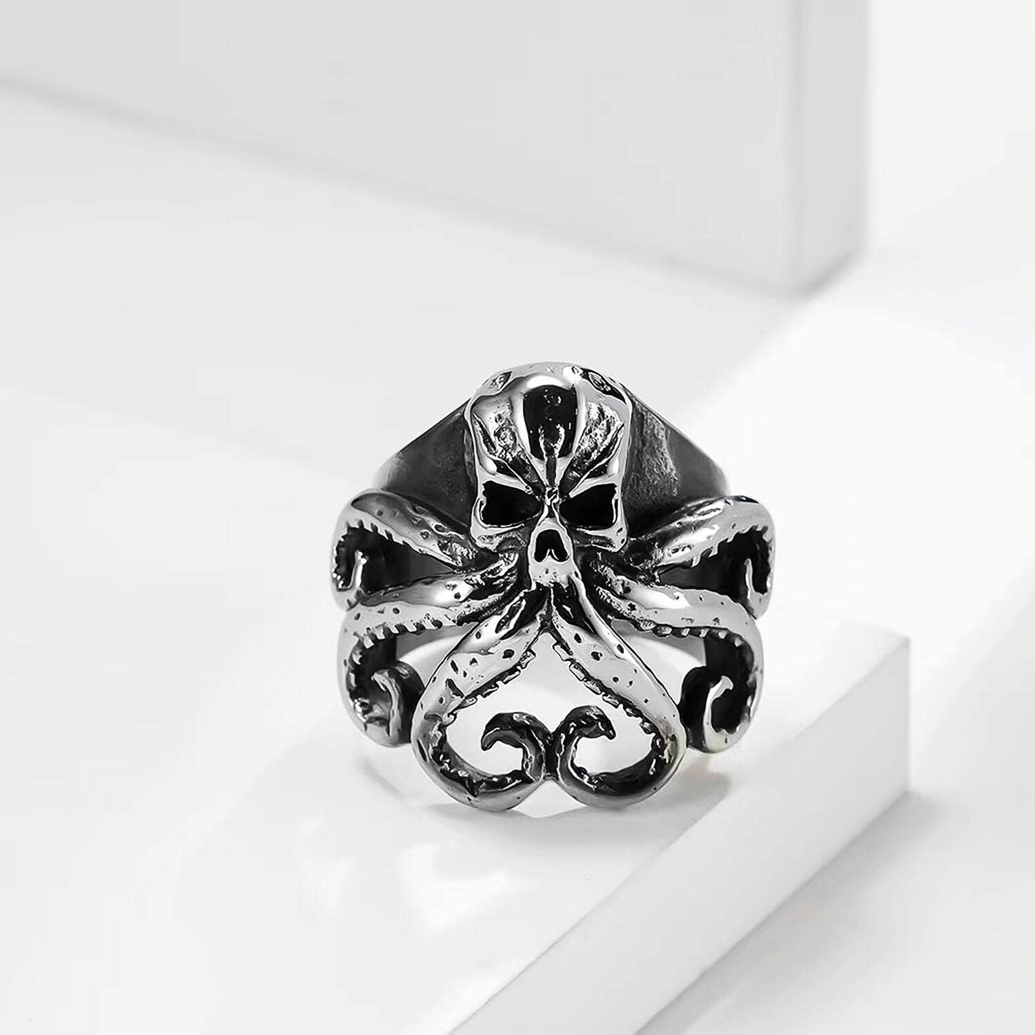 Aquatic Octopus Rings for men Skull rings Pirate style Animal Rings Biker 316 Stainless Steel Men's Ring Iced Out Jewelry Punk Ring Hip Hop Cocktail Party mens fashion rings - Image 2