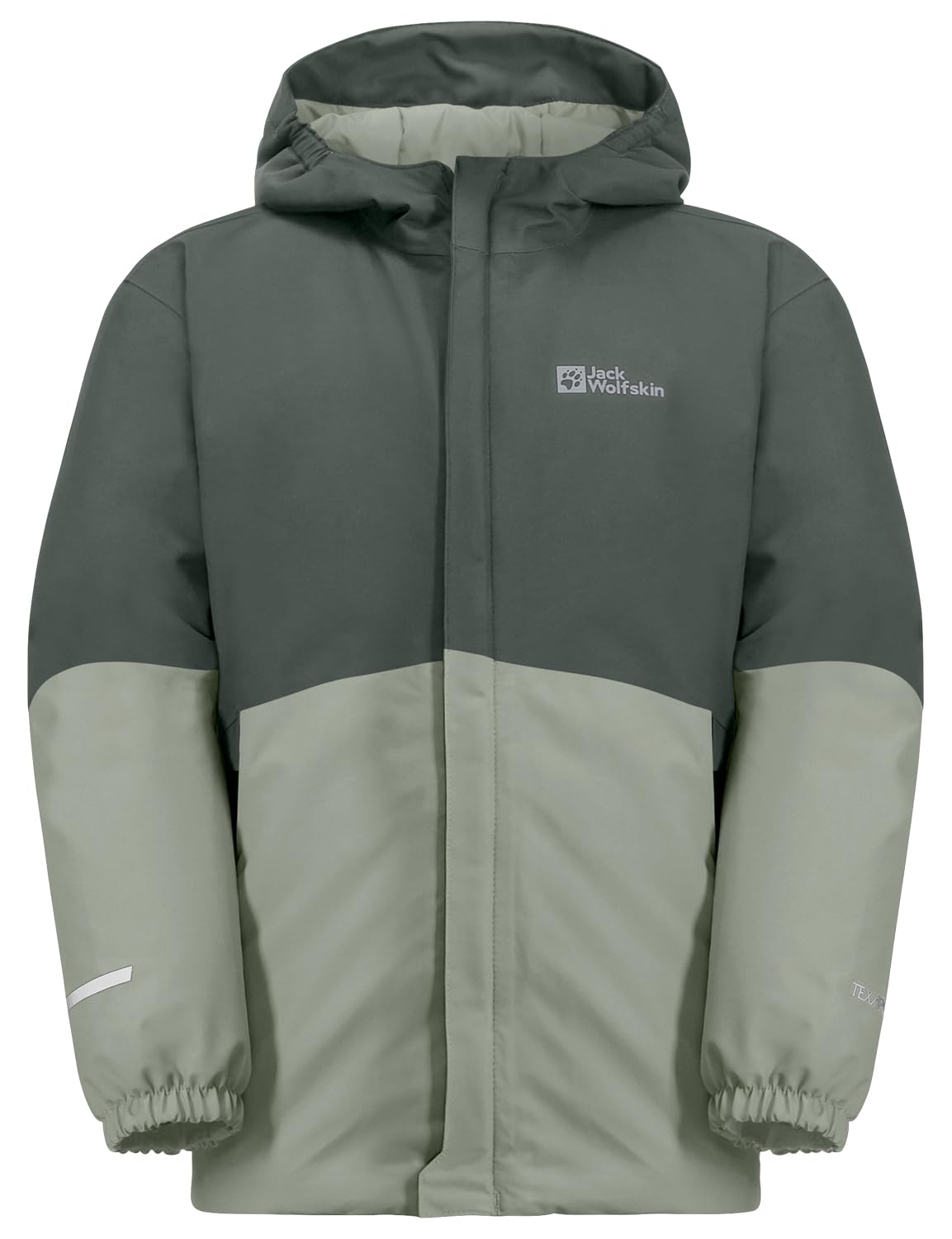 Jack Wolfskin - BLOCKY JACKET K, Chaqueta de plumas niños unisex, slate green/mint leaf,