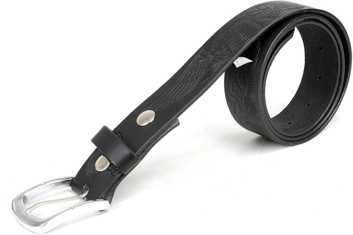 Milwaukee Leather MP7122 Men's Engine Block & Wings - Black Leather Belt w/Interchangeable Buckle - 1.5 inches Wide