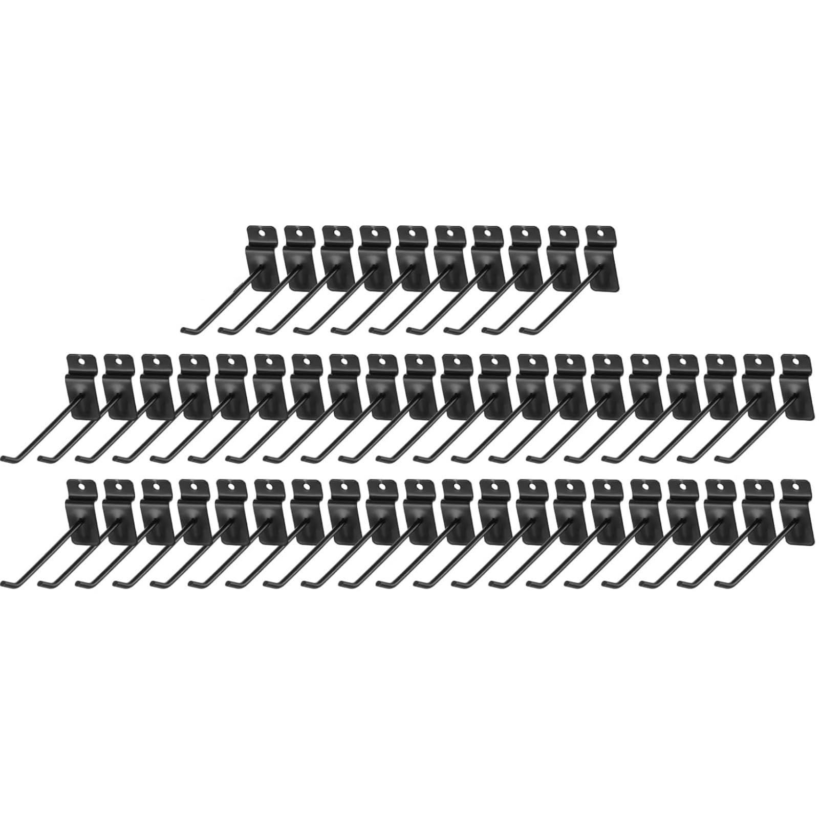Wall panel hooks, 50 Pcs Slatwall Accessories Black Slat Wall Hanging Hooks, Metal Retail Hooks Slat Wall Shelf Brackets Slatwall Pegs for Pegboard Garage Display(10cm/3.94in)