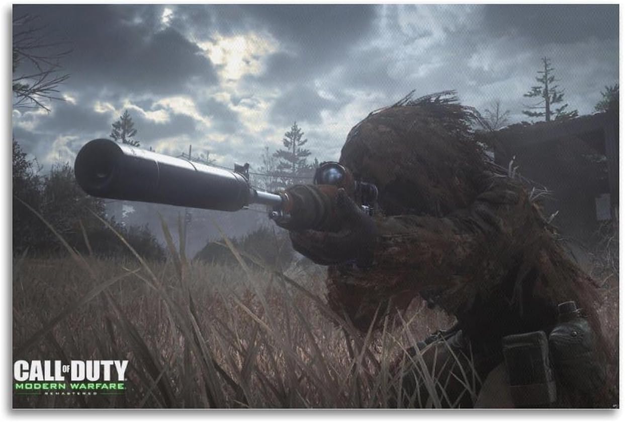 YIHAIKAI Game Poster Call of Duty Modern Warfare 2 Ghost Poster Decorative Painting Canvas Wall Posters And Art Picture Print Modern Family Bedroom Decor Posters 20x30inch(50x75cm)