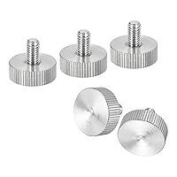 Vista 19 de uxcell M3x6mm Tornillos de pulgar moleteados, 5 piezas de acero inoxidable 304, cabeza plana moleteada, tornillos de pulgar roscados completamente
