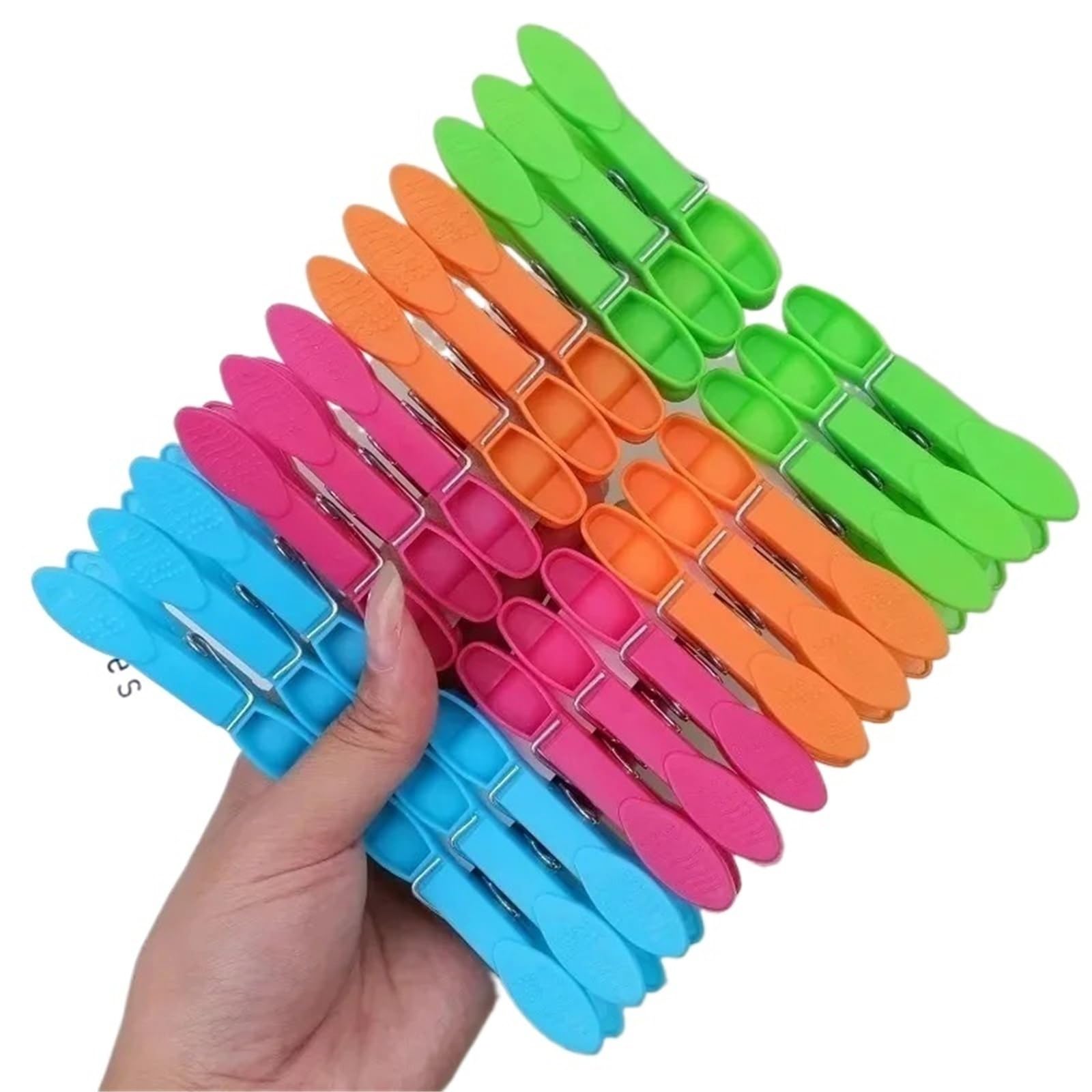 Plastic Clothes Pegs Colorful Plastic Clothespins Windproof Laundry Clothes Pegs Socks Underwear Towels Hanging Peg(Mixed color 24PCS)