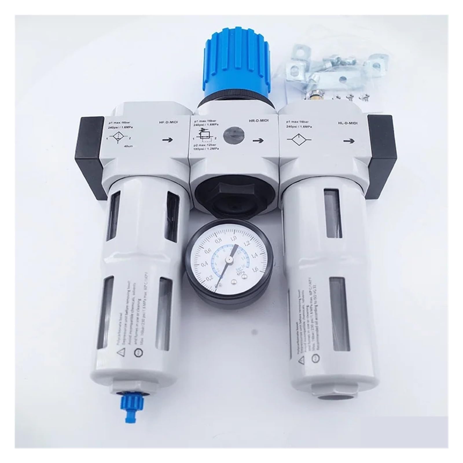 FRL Pneumatyczny filtr powietrza Smarownica i regulator ręczny spust 1/4 3/8 1/2 3/4" MIDI urządzenie do uzdatniania powietrza (G1/2)