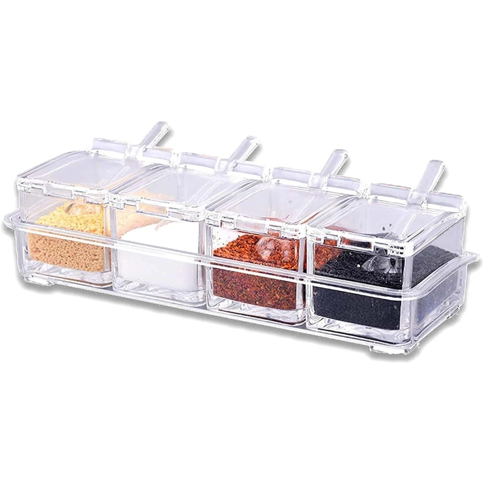Boîte d'assaisonnement transparente, Pot à condiments, épices scellé, récipient, Gadget d'organisation de cuisine avec couvercle 1 pièce Pour Spice