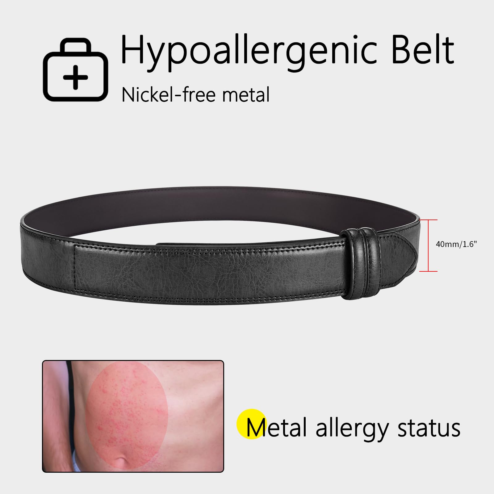 Mechaniczne paski robocze dla mężczyzn bez klamry bez zarysowań zatwierdzony przez Tsa niemetalowy pasek hipoalergiczny 3,8 cm