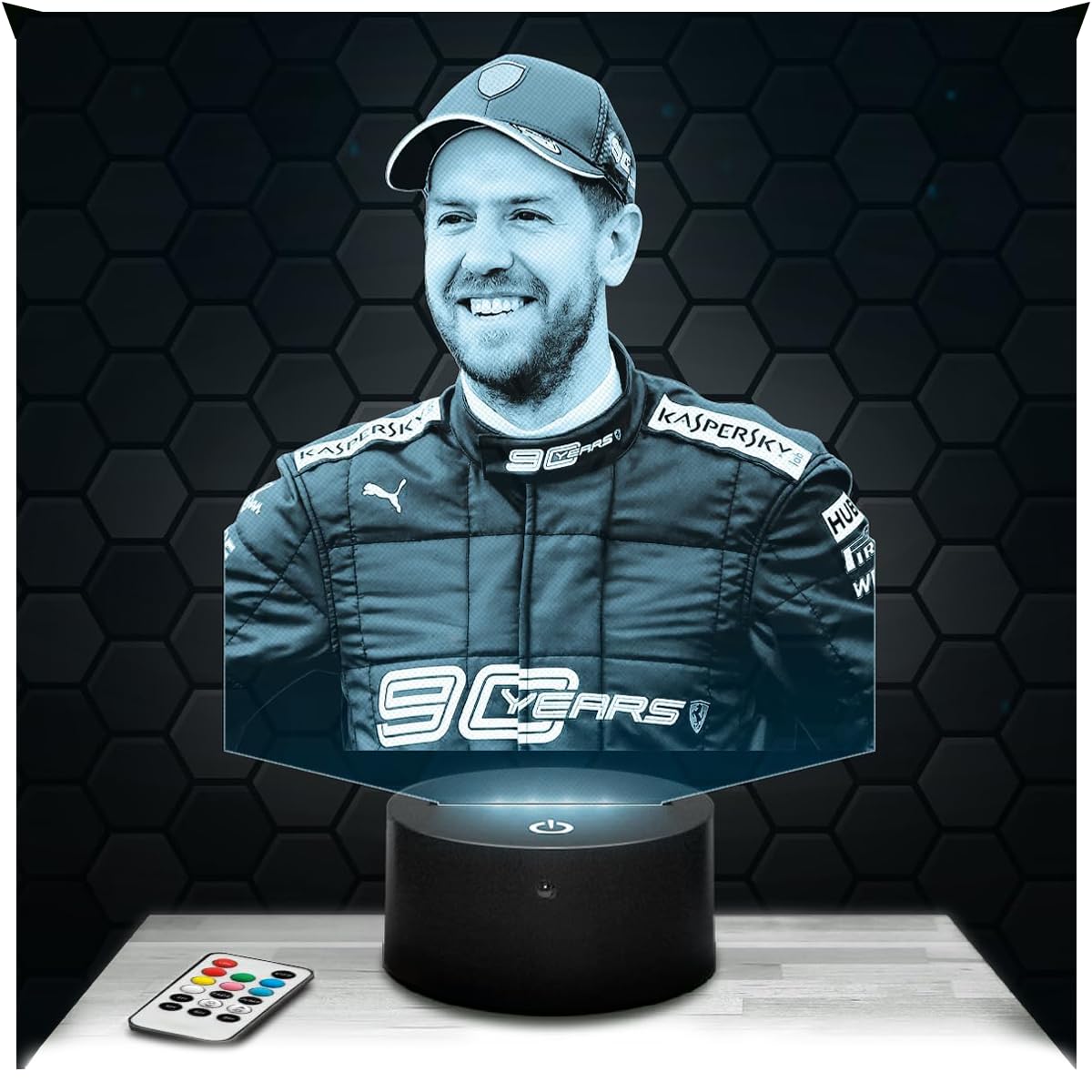 Lampephoto.fr - Formula 1 Sebastian Vettel 3D Lamp Night Light F1 Driver 3D LED Illusion Lamp, Christmas Birthday Gift idea for Boys and Girls Night Light for Child or Adult Bedroom, Merchandising — image 1