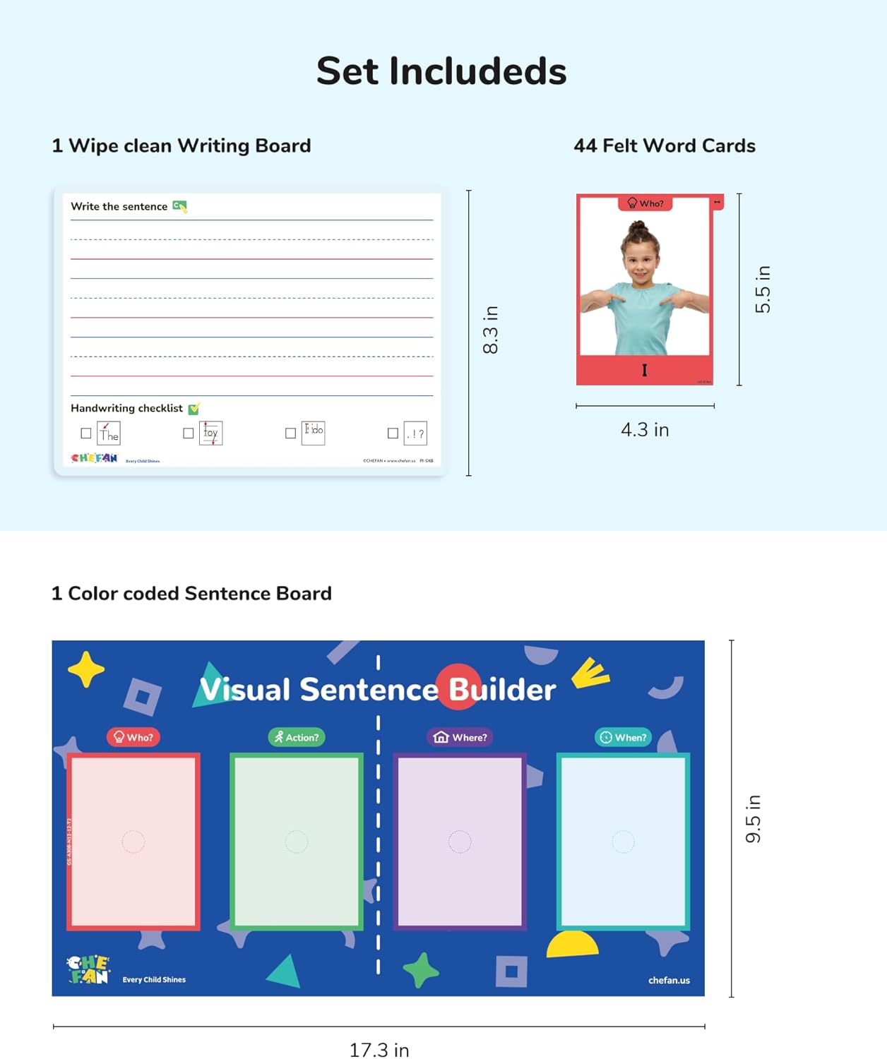 CHEFAN Sentence Building Kit for Kids, Flash Cards for Early Reading and Word Games, Speech Therapy Learning Toys for Kindergarten to 3rd Grade