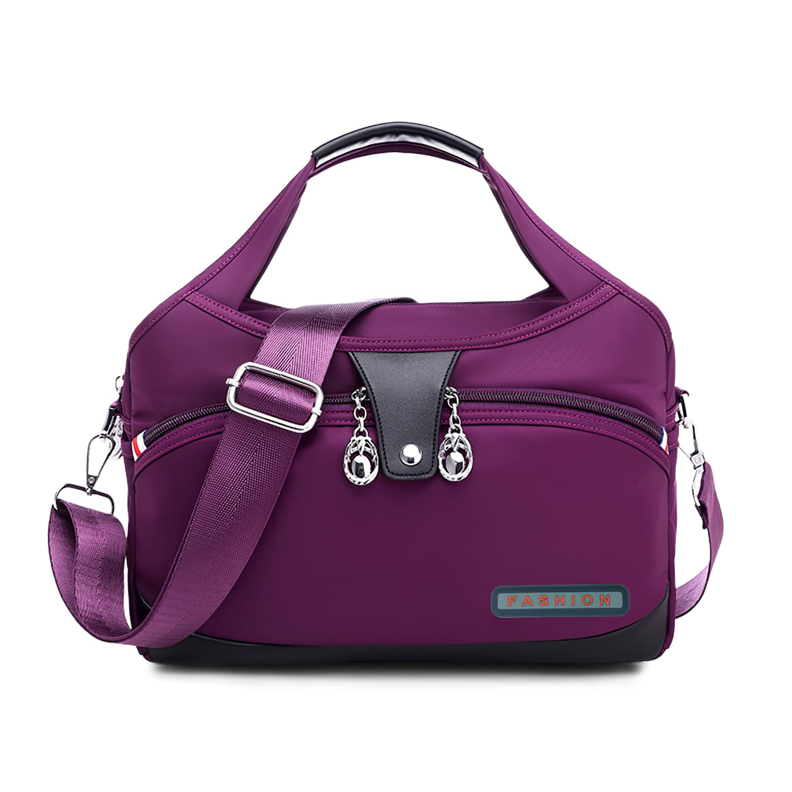 DIRRONAWomens Bag Fashion Tote Bag Casual Shoulder Bag Travelling Ladies Messenger Bag Multi Pockets Waterproof Nylon Lightweight Travel Bag Outdoors Purple
