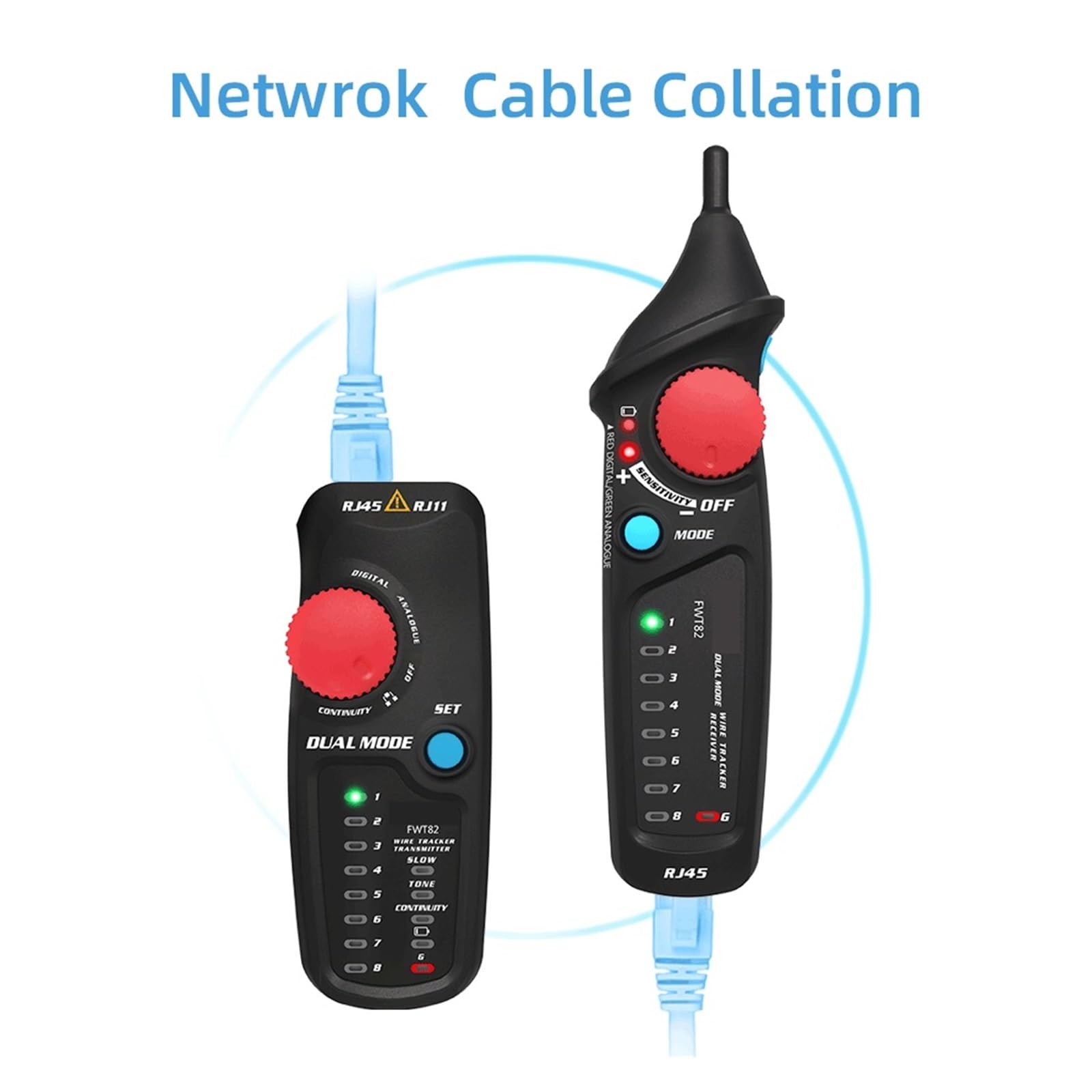 FWT81 FWT82 Cable De Red Rastreador Probador Cables RJ45 RJ11 Teléfono Tóner Ethernet LAN Analizador Detector Buscador Línea Identificación Precisa Eficaz(FWT82 Digital-Analog)