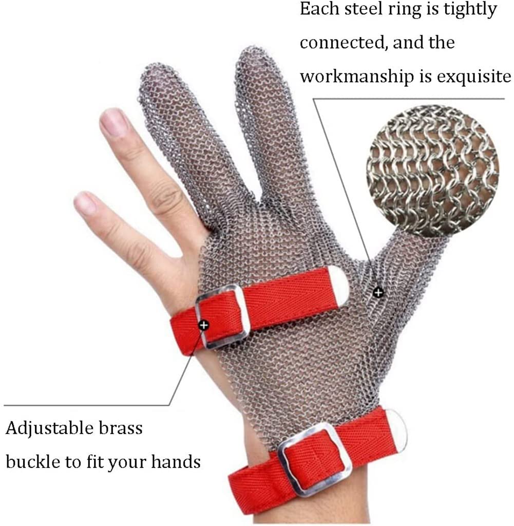 Gants Résistants Aux Coupures Gants Anti-coupures Métalliques, Cuisine Retirez Les Gants De Protection Des Mains À L'huître, Avec Une Sangle De Poignet Réglable(XL/A pack of one)