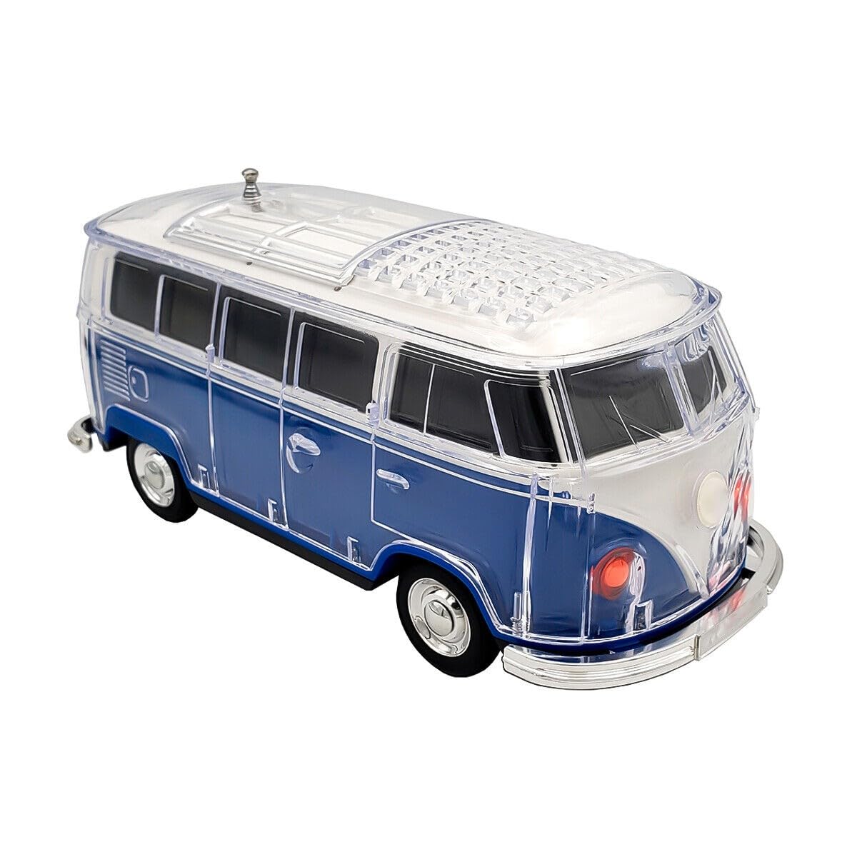 Steepletone Old Retro Camper Van Style Bluetooth Speaker, Compact FM Radio, Portable Audio, Rechargeable, Music Streaming MP3 (USB/SD), Colour-changing LED Lights, Vintage Novelty Gift Decor (Blue)