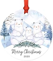 Vista 47 de Andaz Press Adorno de recuerdo de Navidad de metal redondo personalizado para la familia, My First Christmas As Gigi 2024, acuarela de osos polares