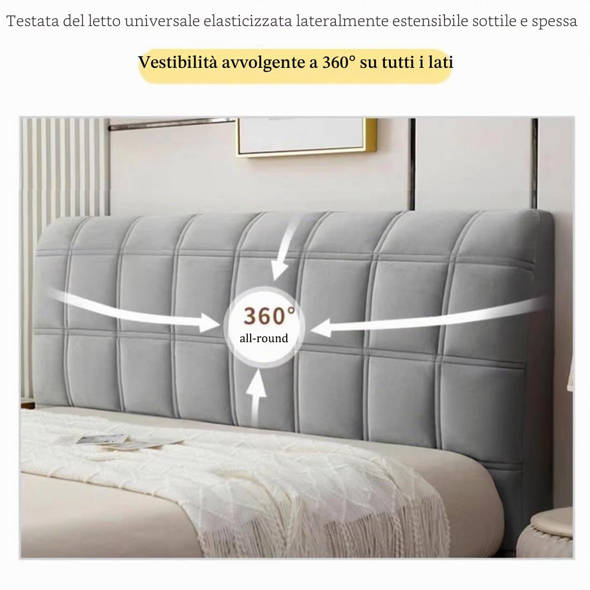 Copri Testata Letto Matrimoniale/Singolo Imbottito Premium,Copri Testiera Letto Universale,Copritestiera Letto Velluto Fodera Elastica Protezione Addensare Anti-Graffio ( Color : Beige , Size : 180cm(