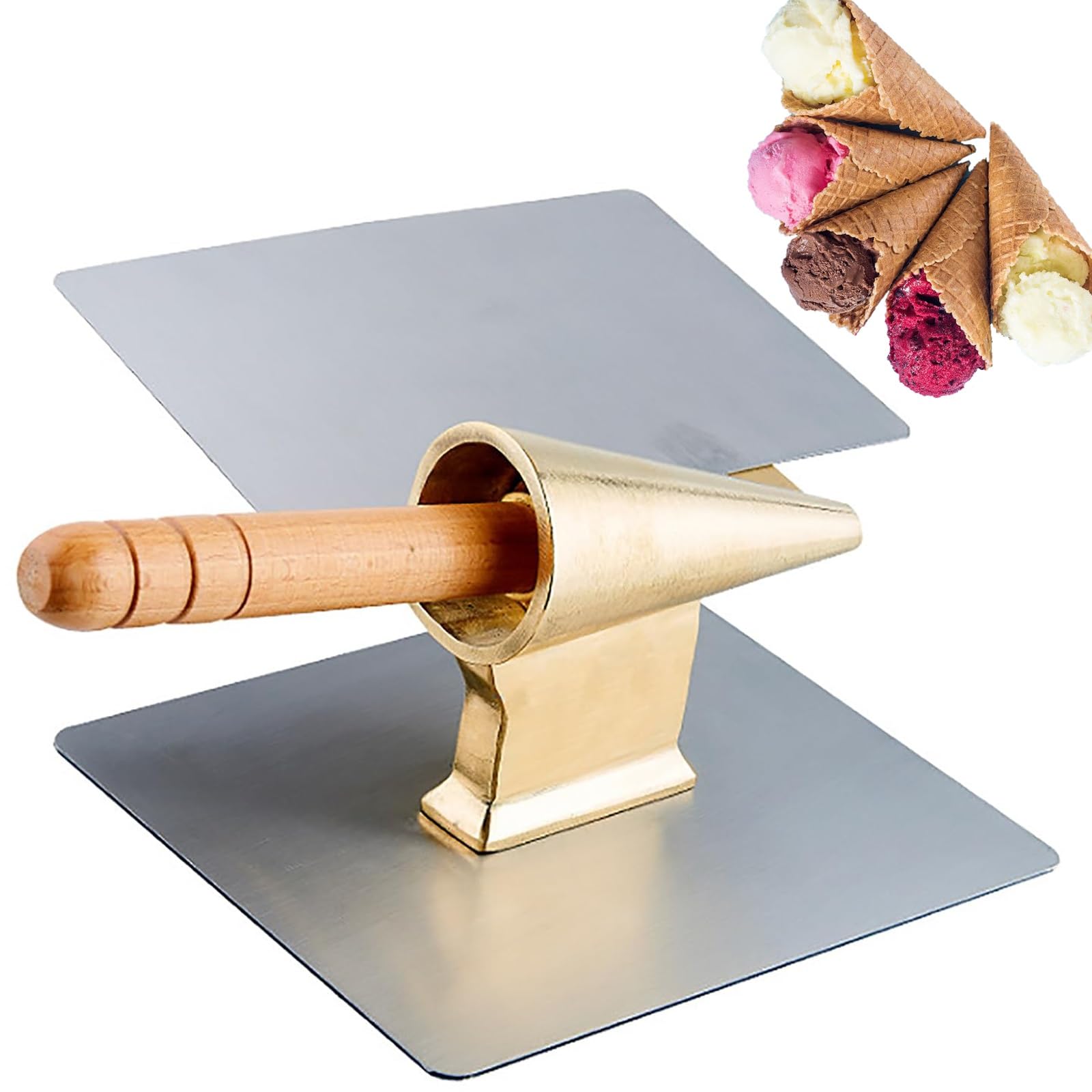 Eiwitany Cream Commercial 52Cm Copper Ice Waffle Cone Mold - Stainless Steel Cone Shaper For Perfect Desserts & Home Baking