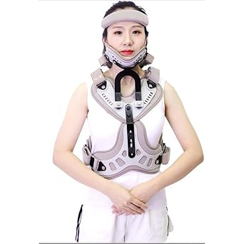 Cervical Thoracic Orthosis Adjustable Head Neck Chest Thoracic Brace, Open Design Orthosis Cervical Thoracic Halo Brace for Spine Correction and Neck Care