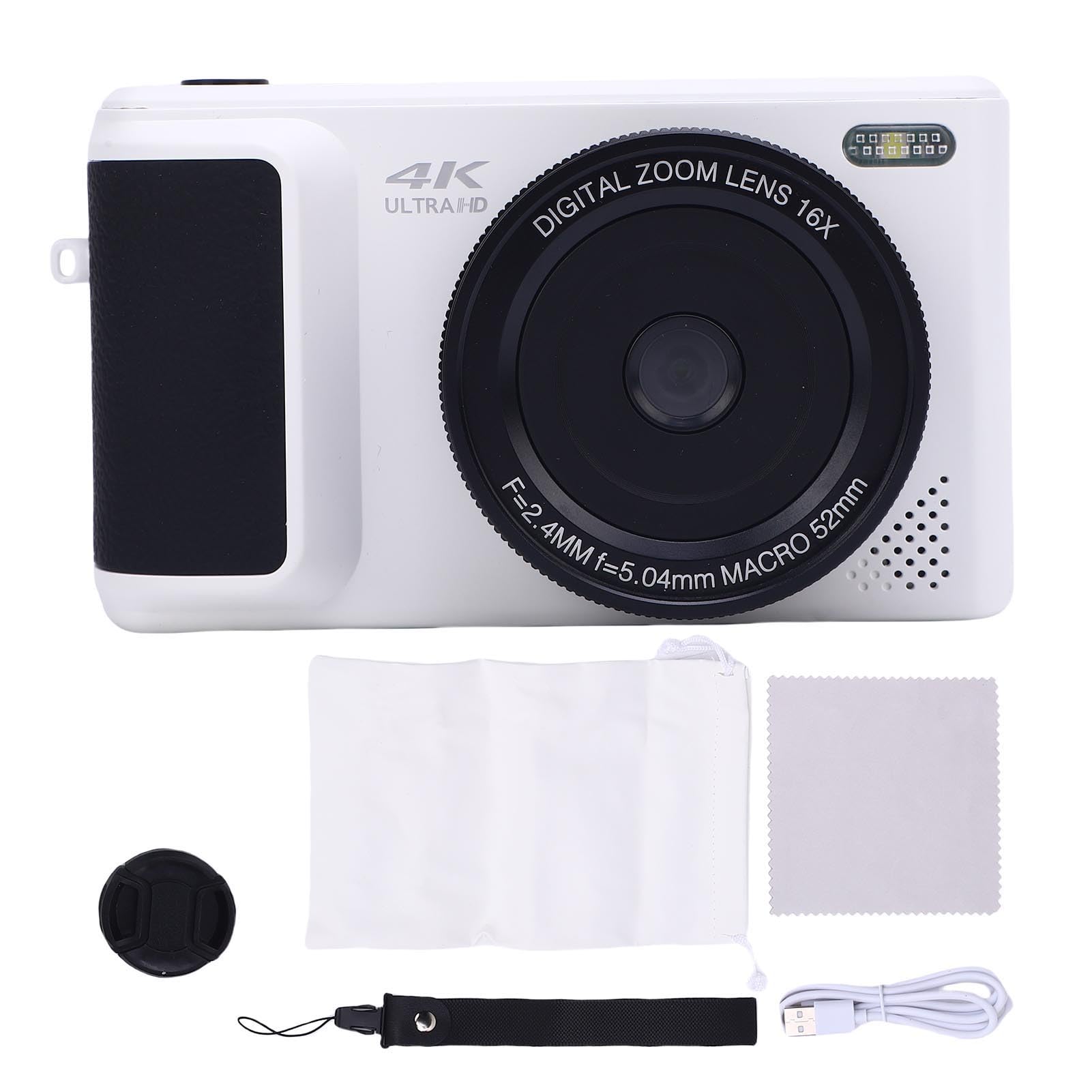 Generic Fotocamera Digitale 4K HD 64MP Videocamera Mirrorless Ultra Nitida con Messa a Fuoco Automatica AF per Viaggi, Feste e Lauree (WHITE)