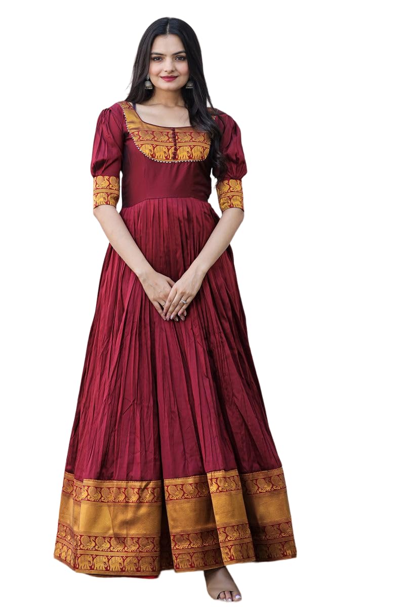 Xomantic FashionWomen's Silk South Indian Gown