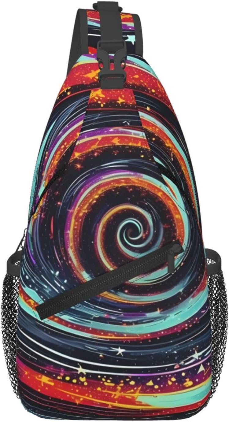 Durable Lightweight Space Spiral Cosmic Print Cross chest bag diagonally for Travel Commute Daily Use